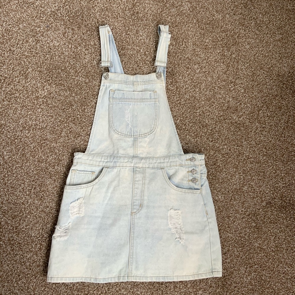 Light wash overall dress